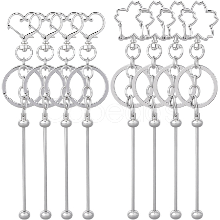 10Pcs Iron Bar Beadable Keychain KEYC-SC0001-76-1