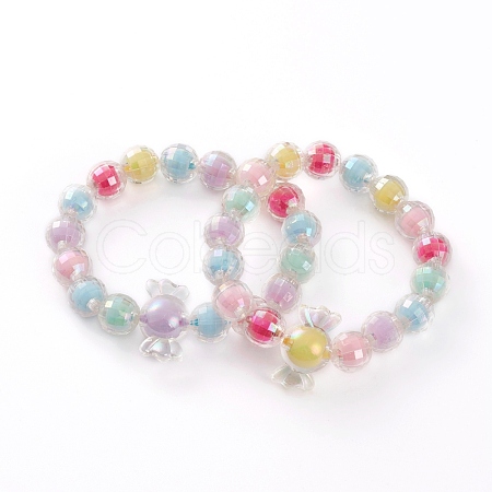 Transparent Acrylic Beads Stretch Bracelets for Kids BJEW-JB05862-1