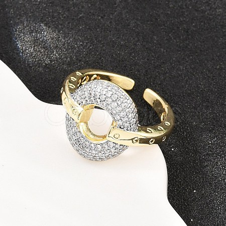 Brass Micro Pave Clear Cubic Zirconia Cuff Open Rings RJEW-T028-02A-G-1