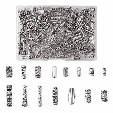 150Pcs 15 Style Tibetan Style Alloy Tube Beads FIND-SZ0001-16-RS-1