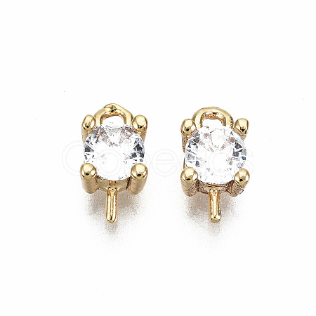 Brass Micro Pave Clear Cubic Zirconia Peg Bails Charms KK-T056-95G-NF-1