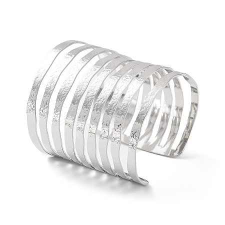 Rack Plating Brass Hollow Out Wide Wire Cuff Bangles for Women BJEW-D032-05P-1