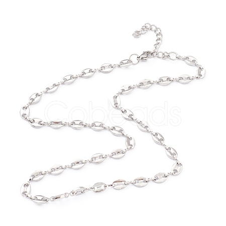 Non-Tarnish 304 Stainless Steel Coffee Bean Chain Necklaces NJEW-O123-01P-1
