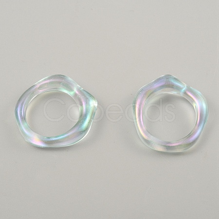 Candy Color Plastic Twist Wave Finger Ring for Women RJEW-WH0004-26A-1