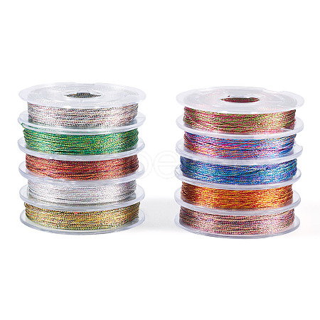 10 Rolls 10 Colors 3-Ply Round Metallic Cord Sets MCOR-TAC001-02-1