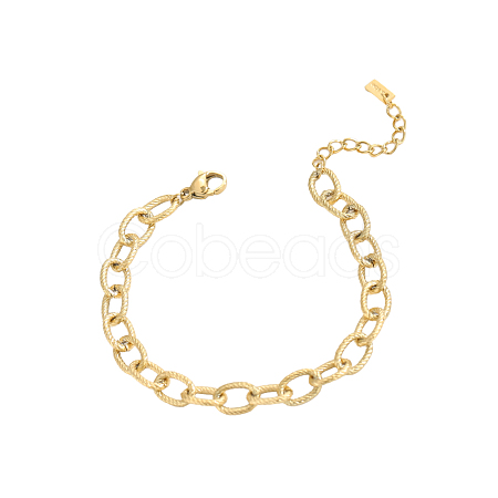 304 Stainless Steel Cable Chain Bracelets STAS-OY012-97G-1