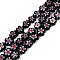 Handmade Millefiori Glass Bead Strands, Plum Bossom, Black, 7~9x7.5~9x2.5~3mm, Hole: 1mm, about 52~54pcs/strand, 15.75 inch~15.94 inch(40~40.5cm)