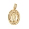 Rack Plating Brass Micro Pave Clear Cubic Zirconia Pendants, Cadmium Free & Lead Free, Long-Lasting Plated, Oval, Real 18K Gold Plated, Jesus, Human, 50x26x3mm, Hole: 6x11mm