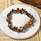 Unisex Chip Natural Tiger Eye Beaded Stretch Bracelets, Inner Diameter: 1-3/4~2 inch(4.5~5cm)