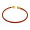 Braided Carbon Steel Wire Bracelet Making, with Golden Plated Brass End Caps, Red, 0.25cm, Inner Diameter: 2-3/8 inch(6.1cm)