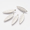 CCB Plastic Pendants, Leaf, Platinum, 35x10.5x1.5mm, Hole: 1mm