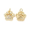 Rack Plating Brass Micro Pave Cubic Zirconia Charms, with Jump Ring, Long-Lasting Plated, Cadmium Free & Lead Free, Dog's Paw Print Charm, Real 18K Gold Plated, 15x14.5x3mm, Hole: 3mm