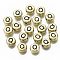 Plating Acrylic Beads, Horizontal Hole, Flat Round with Letter, Golden Plated, Black, Letter.Q, 7x4mm, Hole: 1.2mm.