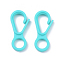 Plastic Lobster CLaw Clasps, Cyan, 33x15.5x4.5mm, Hole: 7.5mm