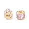 Brass Micro Pave Cubic Zirconia Beads, Square, Pearl Pink, Real 18K Gold Plated, 8x8x6.5mm, Hole: 1.8mm