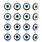 ARRICRAFT 32Pcs 2 Colors Opaque Resin Evil Eye Pendants, Flat Round Charm, with 304 Stainless Steel Settings, Golden & Stainless Steel Color, 16.5x14x4.5mm, Hole: 2.3mm, 16pcs/color