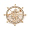 Zinc Alloy Crystal Rhinestone Brooches for Backpack Clothes, Golden, Anchor & Helm, 39.5x39.5mm