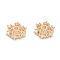 Rack Plating Brass Cubic Zirconia Bead Cap, 6- Petal Flower, Real 18K Gold Plated, 10x9x3mm, Hole: 1.4mm