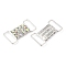 (Defective Closeout Sale: Uneven Back Plating) Brass Micro Pave Crystal AB Rhinestone Rectangle Connector Charms, for Shoes Decor, Silver, 29x15x3.5mm, Hole: 4.3x13mm