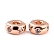 Brass Micro Pave Clear Cubic Zirconia Beads, Long-Lasting Plated, Cadmium Free & Lead Free, Rondelle with Heart, Real Rose Gold Plated, 6x3mm, Hole: 2.2mm