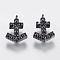 Brass Micro Pave Cubic Zirconia Charms, Anchor, Black, Gunmetal, 10.5x7x2mm, Hole: 1mm