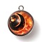 Galaxy Theme Luminous Glass Ball Pendants, Glow in the Dark, with Platinum Tone Alloy Edge, Tomato, 25x21.5x20~21mm, Hole: 2mm