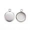 Tarnish Resistant 304 Stainless Steel Pendant Cabochon Settings, Plain Edge Bezel Cups, Flat Round, Stainless Steel Color, Tray: 10mm, 15x12x2mm, Hole: 2mm