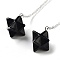 Natural Obsidian Pendant Dowsing Pendulums, with Silver Plated Iron Cable Chains and Glass Round Bead, 234mm, Hole: 1.8mm