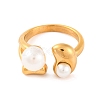 Ion Plating(IP) 304 Stainless Steel Open Cuff Finger Rings for Women RJEW-S414-01B-G-2