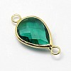 Golden Tone Brass Glass Teardrop Links connectors GLAA-J010A-HF10-G-3