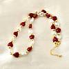 Brass & ABS Imitation Pearl Heart and Round Beaded Necklaces for Women NJEW-D314-11B-G-3