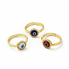 Lampwork Evil Eye Open Cuff Ring with Clear Cubic Zirconia RJEW-L104-01G-1