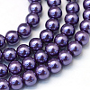 Baking Paint Pearlized Glass Pearl Round Bead Strands X-HY-Q330-8mm-59-1