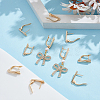 5Pairs V-shaped Rack Plating Brass Hoop Earring Findings with Latch Back Closure and Horizontal Loop KK-ME0002-47-4