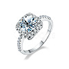 Rhodium Plated 925 Sterling Silver Pave 8.2x4.9mm Moissanite Finger Rings for Women WGE3211-12-3