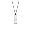 304 Stainless Steel Rectangle with Laser Cut Initial Pendant Necklaces FS-WG71FEF-03-1