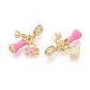 Brass Micro Pave Clear Cubic Zirconia and Enamel European Dangle Charms KK-T079-77G-2