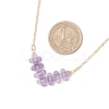 Natural Amethyst Faceted Round Beaded Arrow Pendant Brass Cable Chain Necklaces NJEW-TA00207-03-3