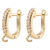 Brass Micro Pave Clear Cubic Zirconia Hoop Earring Findings ZIRC-YW0001-08G-1
