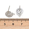 Brass Micro Pave Clear Cubic Zirconia Spiral Stud Earring Findings KK-Z133-02P-01-3