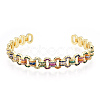 Cubic Zirconia Oval Open Cuff Bangle BJEW-N014-019-2