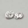 925 Sterling Silver Pave Clear Cubic Zirconia Heart Charms STER-WH0007-11S-2