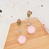 Transparent Resin & Walnut Wood Stud Earring Findings MAK-OC0001-002-5