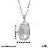 304 Stainless Steel Textured Rectangle Pendant Necklaces for Women LS-VF3320-1-1