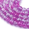 Two Tone Magenta & Light Blue Crackle Glass Round Beads Strands X-CCG-Q002-8mm-09-3