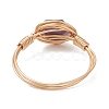 Golden Tone Copper Wire Wrapped Natural Gemstone Finger Rings RJEW-JR00983-5