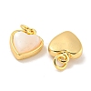 Natural Shell & Brass Heart Charms with Jump Rings KK-P275-09G-2