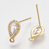 Brass Cubic Zirconia Stud Earring Findings KK-T035-05-2