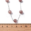 304 Stainless Steel Cat Eye Round Beads Handmade Chain Necklaces for Women NJEW-C073-01P-01-5