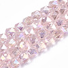 Electroplate Transparent Glass Beads Strands EGLA-T019-06N-1